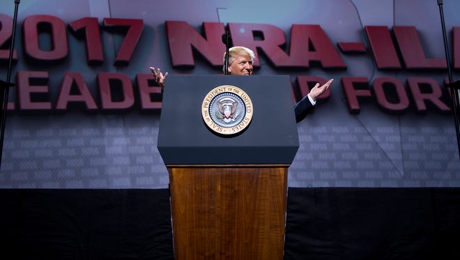 El presidente Trump en una de sus intervenciones en la reunión anual de NRA-ILA's.