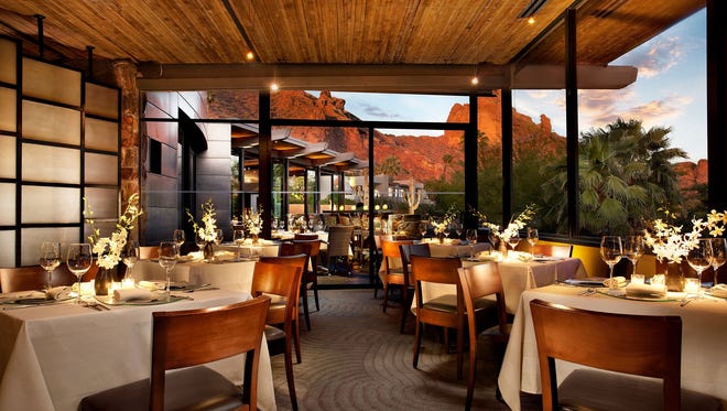 Elements, Sanctuary Resort & Spa on Camelback Mountain | A festive four-course, prix-fixe dinner will be served for seatings from noon-1:45 p.m. ($105, $45 for ages 6-12) and 2-8 p.m. ($125, $45 for ages 6-12). Celeriac and black truffle soup, caramelized onion and roasted fig tart, escargot pie, and vodka and beet cured salmon are among opening dish highlights. Entr é e options include: duck l ’ orange with savory wild rice, pine nuts, dried tart cherries, winter greens and candied kumquats; porcini dusted veal chop with foie gras and asparagus risotto, and rock shrimp scampi butter; and peanut and coriander crusted red snapper with cucumber, avocado, zucchini, young coconut, lime and sweet chili chimichurri. A double chocolate silk tart with peppermint milk crumb and espresso ganache are among the dessert selections. Details: 5700 E. McDonald Drive, Paradise Valley. 480-948-2100, sanctuaryaz.com.