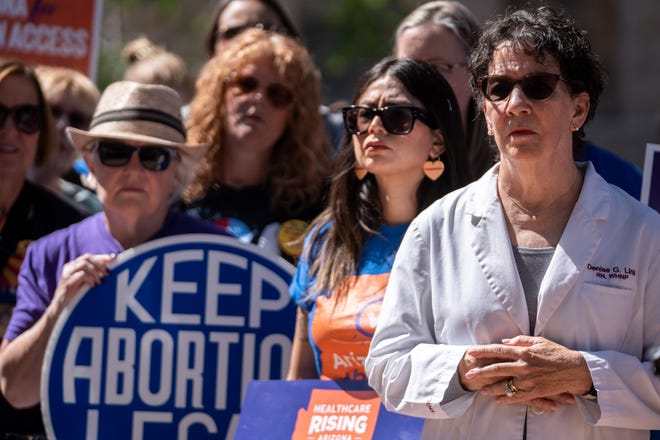 Denise G. Link attends a news conference addressing the Arizona Supreme Court's ruling to uphold a 160-year-old near-total abortion ban at the Arizona state Capitol in Phoenix on April 9, 2024.