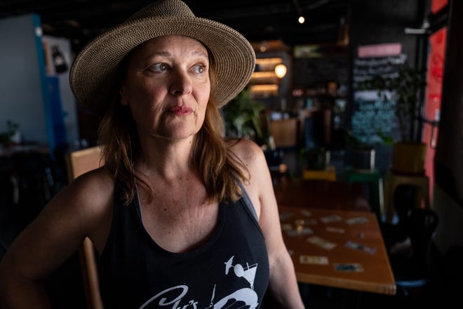 Carly Logan, owner of Carly's Bistro, poses for a portrait inside their restaurant on Roosevelt Street in Phoenix on April 10, 2024.