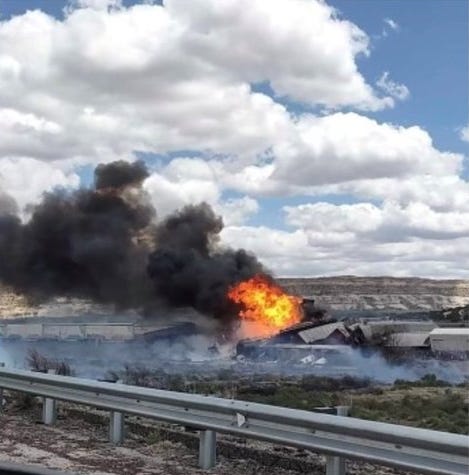 A train derailed near Lupton, Arizona, close to the New Mexico border on April 26, 2024.