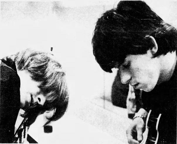 Brian Jones (left) and Keith Richards of The Rolling Stones in this photo that appeared in The Arizona Republic on Jan. 2, 1966.