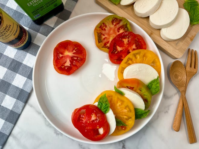Caprese salad is a slice-and-plate assembly recipe.