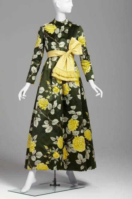 George Halley; Evening Dress; 1960; satin, velvet, silk, organza; 56 3/4 in. (144.1 cm); Collection of Phoenix Art Museum, gift of Carol Schatt, from the Estate of Nina Pulliam