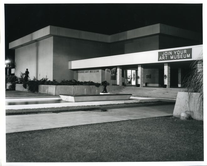 The Phoenix Art Museum at night, circa 1965.
