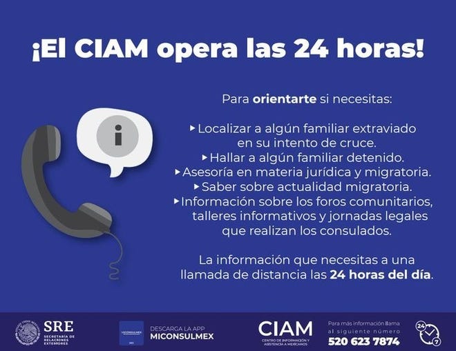 Se puede llamar al CIAM desde Estados Unidos al (520) 623-7874, o desde México al 001-520-623-7874; o bien, consultar la página de internet www.gob.mx/ciam para indagar sobre DACA