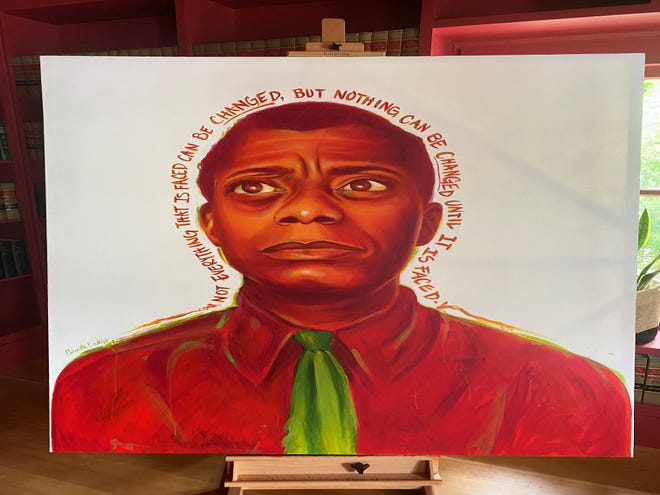 Antoinette Cauley's 5-foot painting of James Baldwin will be enlarged and posted on the side of the Ten-O-One building in Downtown Phoenix' Roosevelt Arts District.
