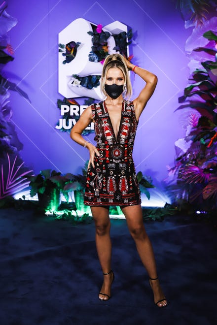 Kimberly a su llegada a los Premios Juventud 2020, que se realizaron el jueves 13 de agosto de 2020 en el Seminole Hard Rock Hotel & Casino en Miami Florida.